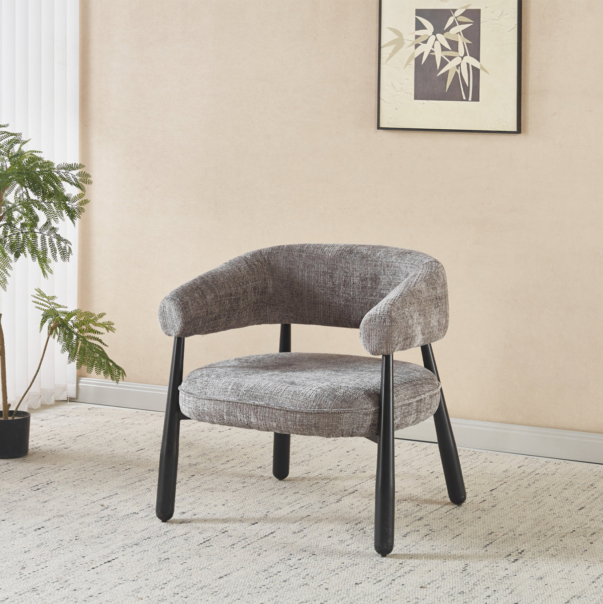 Armchair Kern Hm18478.02 Grey Fabric--metal Legs In Black 70x64x72hcm.