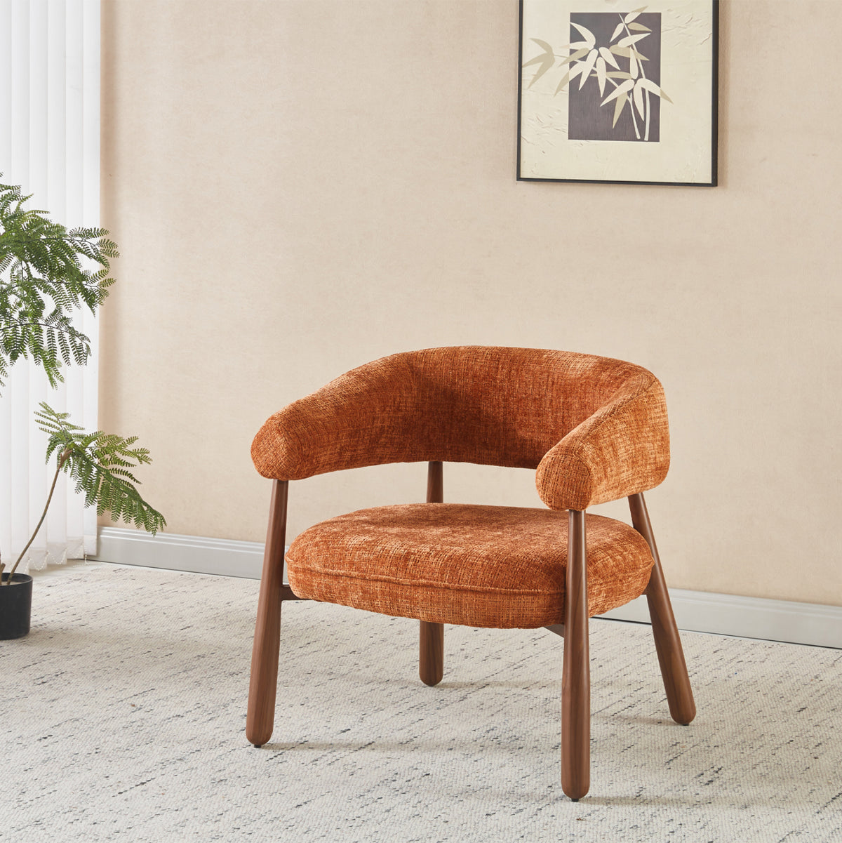 Armchair Kern Hm18478.04 Brick Red Fabric--metal Legs Walnut Heat Transfer 70x64x72hcm.