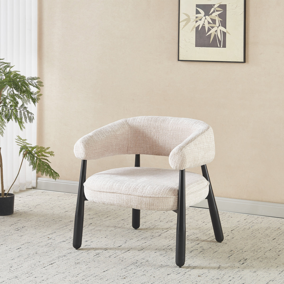 Armchair Kern Hm18478.11 Beige Fabric--metal Legs In Black 70x64x72hcm.
