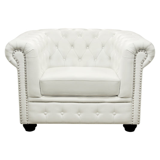 Armchair T.chesterfield Polina Hm3011.02, Pu White, 110x90x73hcm