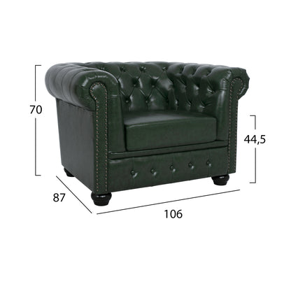Armchair T. Chesterfield Polina Hm3011.08 Cypress Green Pu 106x87x70h Cm.