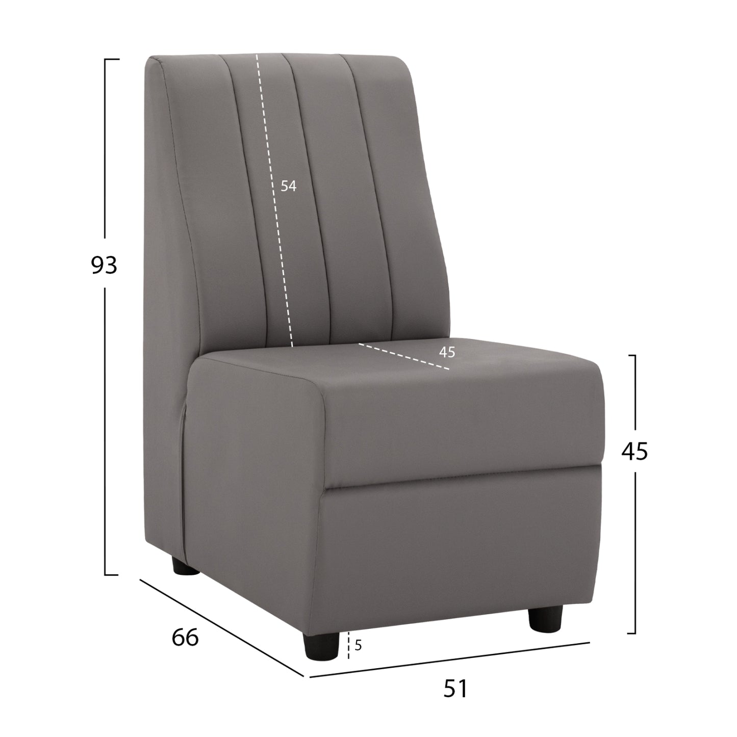 Armchair Landon Hm3162.10, Grey Pu, 51x66x93 Cm.