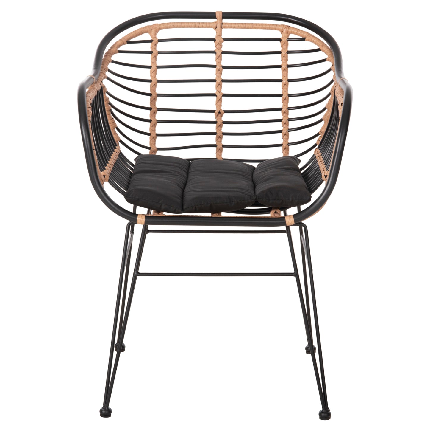 Outdoor Armchair Allegra Hm5663.11 Metal Frame-p.e.rattan In Beige & Black 58x59x81hcm.