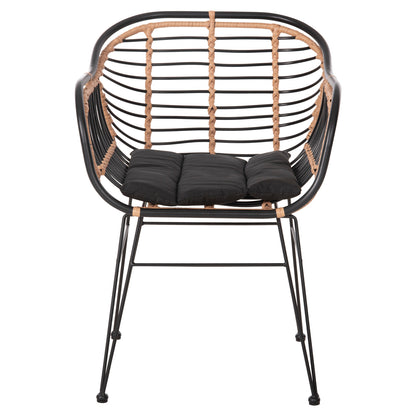 Outdoor Armchair Allegra Hm5663.11 Metal Frame-p.e.rattan In Beige & Black 58x59x81hcm.
