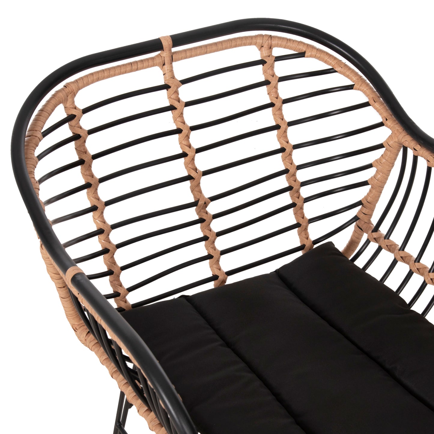 Outdoor Armchair Allegra Hm5663.11 Metal Frame-p.e.rattan In Beige & Black 58x59x81hcm.