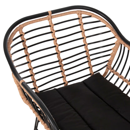 Outdoor Armchair Allegra Hm5663.11 Metal Frame-p.e.rattan In Beige & Black 58x59x81hcm.