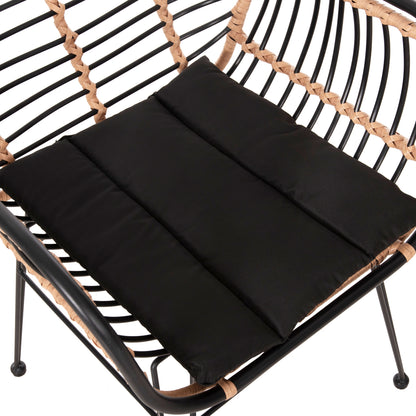 Outdoor Armchair Allegra Hm5663.11 Metal Frame-p.e.rattan In Beige & Black 58x59x81hcm.