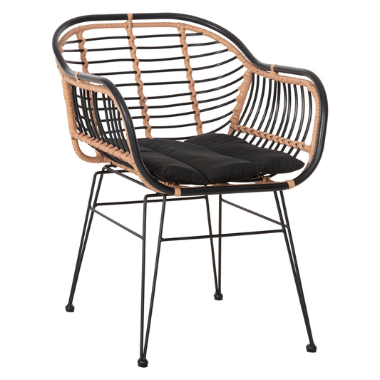 Outdoor Armchair Allegra Hm5663.11 Metal Frame-p.e.rattan In Beige & Black 58x59x81hcm.