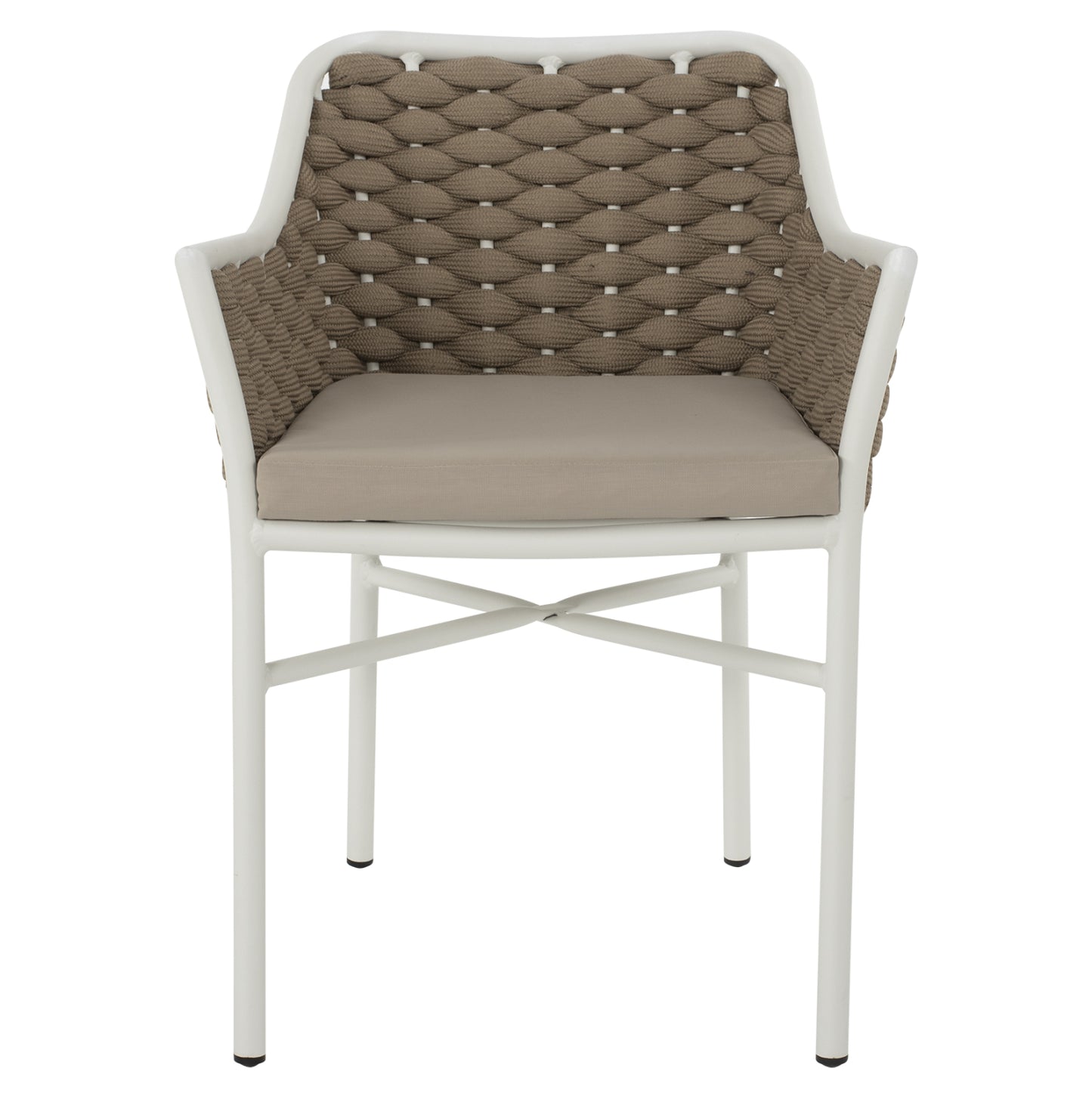 Armchair Aluminum Hm5858.02 White With Beige Rope 56x58x76hcm.