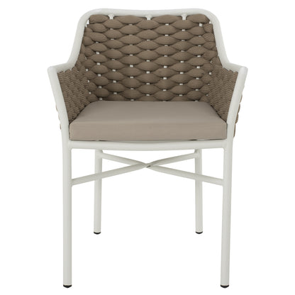 Armchair Aluminum Hm5858.02 White With Beige Rope 56x58x76hcm.