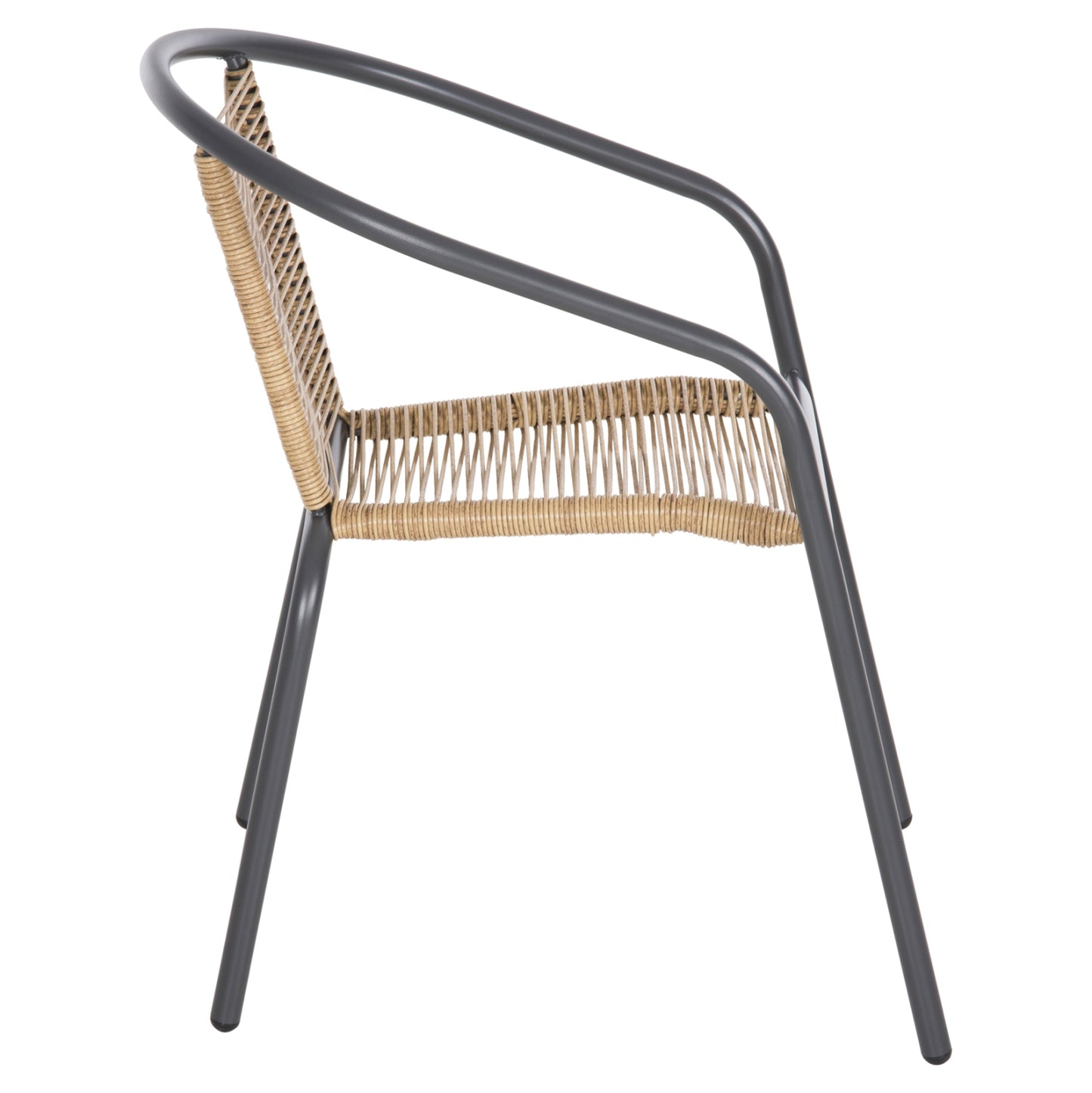 Armchair Swifter Hm5969.02 Metal In Grey-synthetic Rattan In Natural 54x61x75hcm.