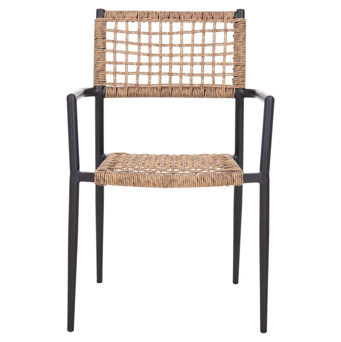 Armchair Trilan Hm6044.02 Aluminum In Black-synthetic Rattan In Natural 57x59x85hcm.