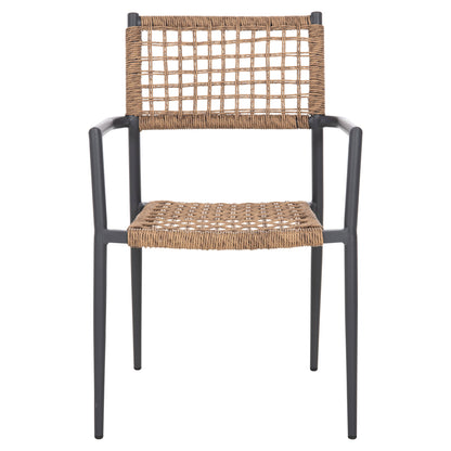 Armchair Trilan Hm6044.03 Aluminum In Anthracite-synthetic Rattan In Natural 57x59x85hcm.