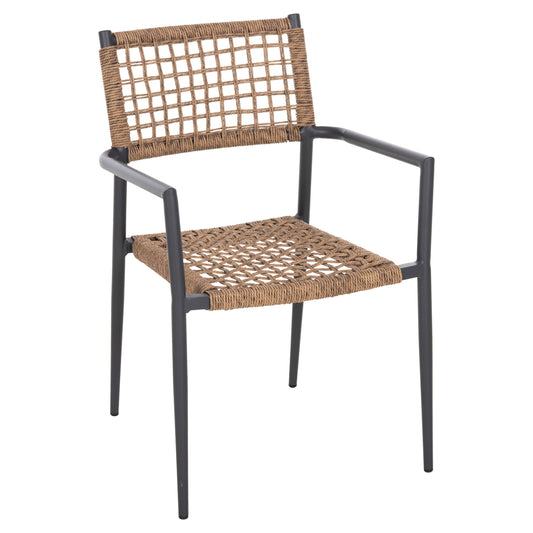 Armchair Trilan Hm6044.03 Aluminum In Anthracite-synthetic Rattan In Natural 57x59x85hcm.
