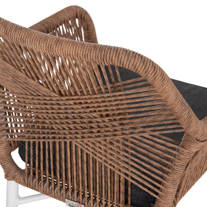Armchair Outdoors Topin Hm6048.01 Aluminum White-p.e. Rattan Light Brown-cushion Grey 58x60x83hcm