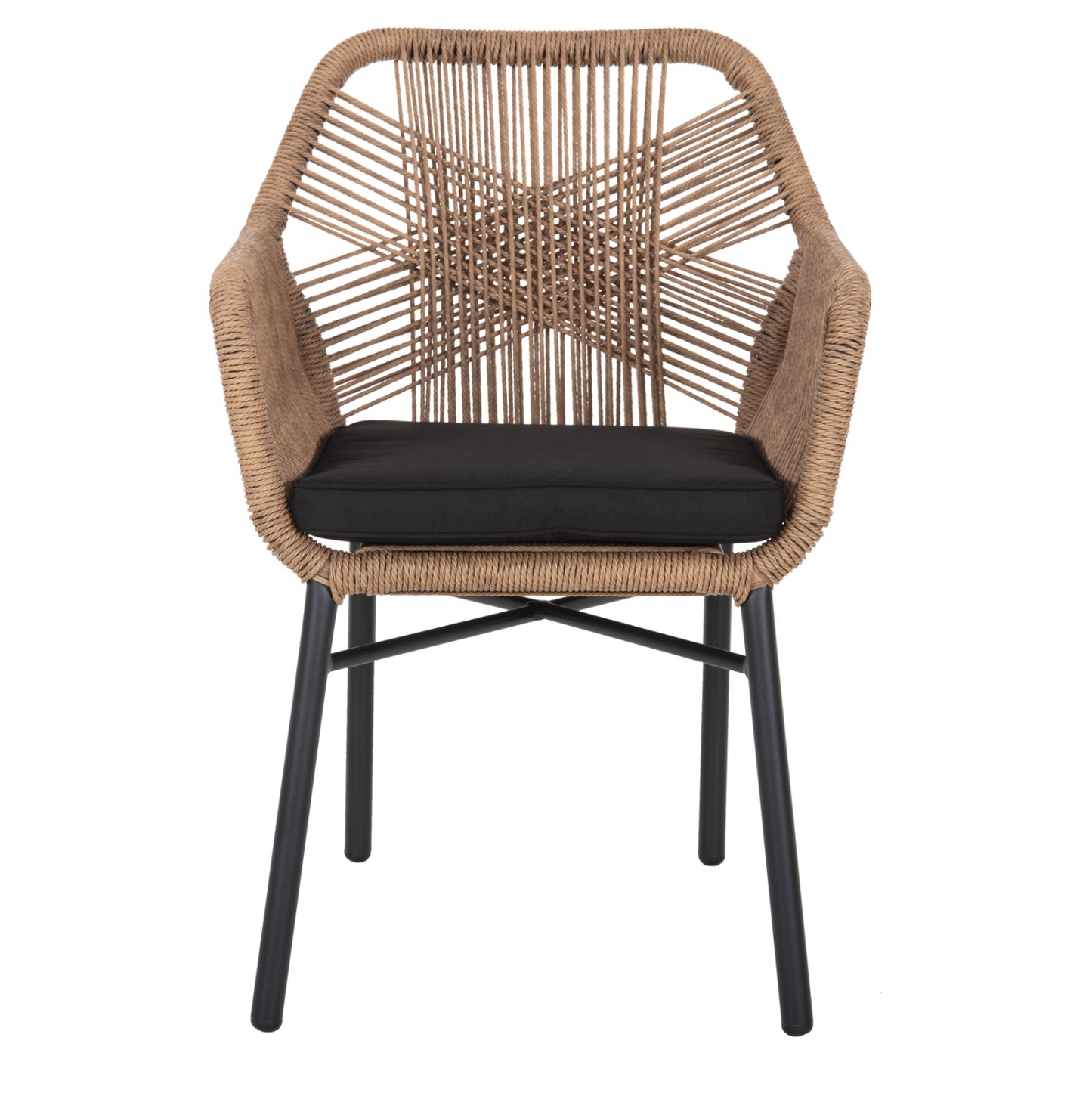 Armchair Topin Hm6048.02 Aluminum Black-p.e. Rattan Beige-cushion Black 57x65x84hcm