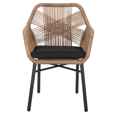 Armchair Topin Hm6048.02 Aluminum Black-p.e. Rattan Beige-cushion Black 57x65x84hcm