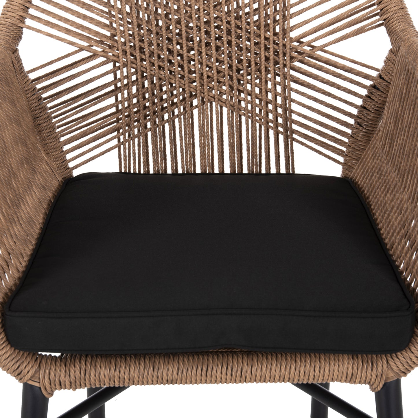 Armchair Topin Hm6048.02 Aluminum Black-p.e. Rattan Beige-cushion Black 57x65x84hcm