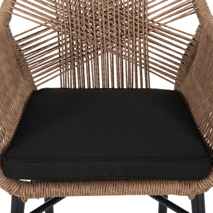 Armchair Topin Hm6048.02 Aluminum Black-p.e. Rattan Beige-cushion Black 57x65x84hcm