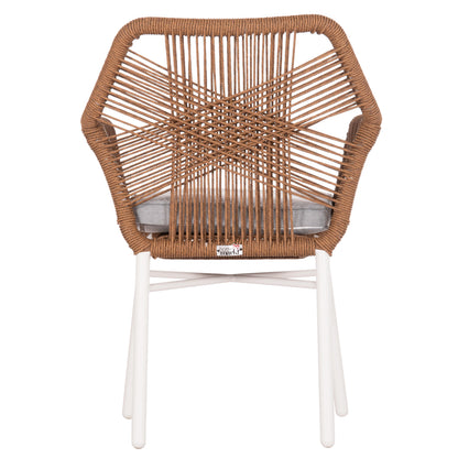 Dining Armchair Topin Hm6048.11 Aluminum White-p.e. Rattan Beige 59x63x81hcm