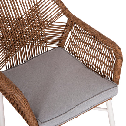 Dining Armchair Topin Hm6048.11 Aluminum White-p.e. Rattan Beige 59x63x81hcm