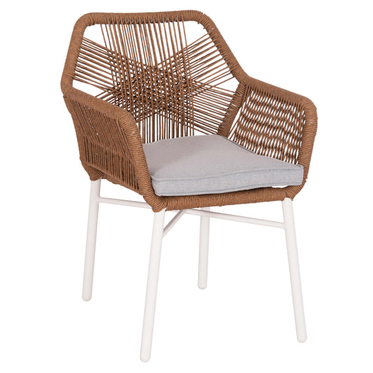 Dining Armchair Topin Hm6048.11 Aluminum White-p.e. Rattan Beige 59x63x81hcm