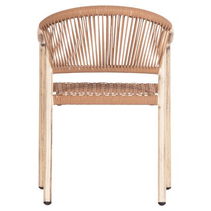 Dining Armchair Kerly Hm6050.01 Aluminum In Oak Look--p.e.rattan In Copper Color 54x58.5x76hcm