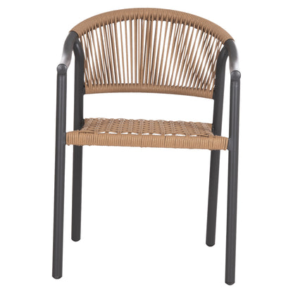 Dining Armchair Kerly Hm6050.10 Aluminum In Dark Grey--p.e.rattan In Beige Color 54x58.5x76hcm