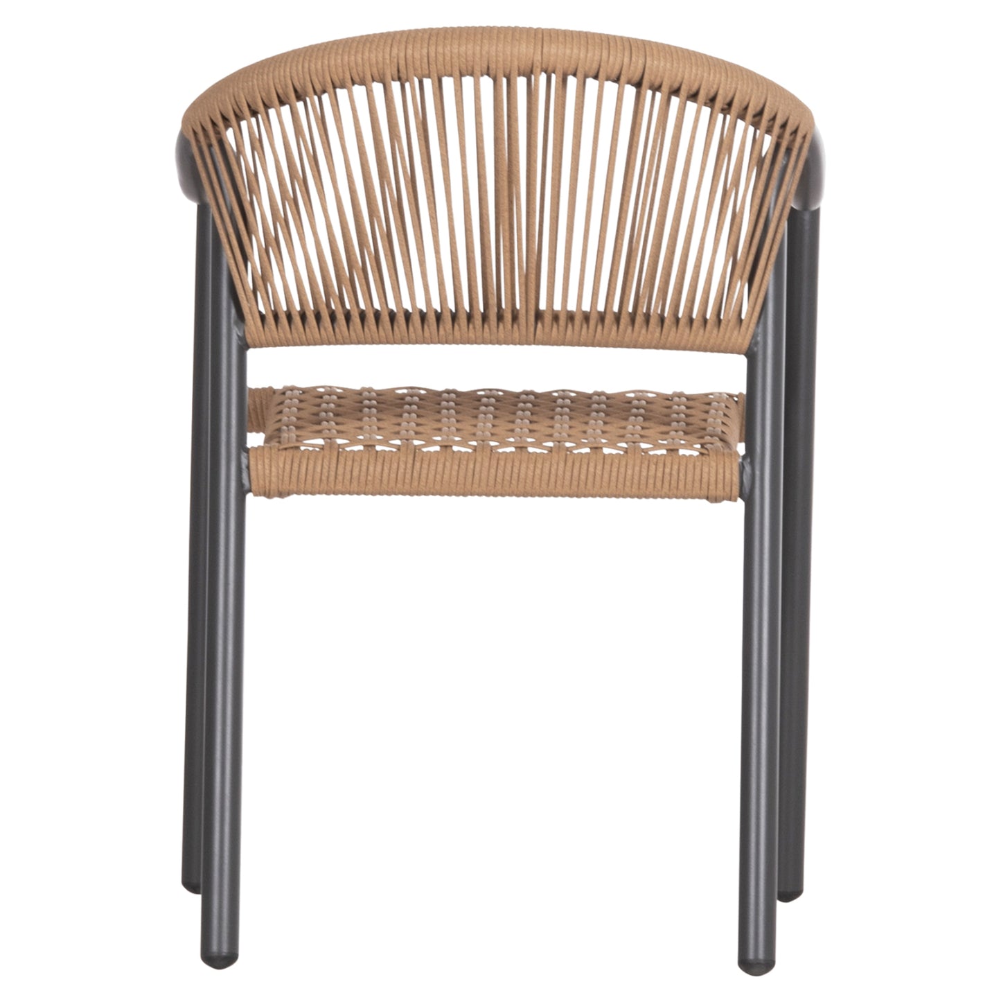 Dining Armchair Kerly Hm6050.10 Aluminum In Dark Grey--p.e.rattan In Beige Color 54x58.5x76hcm