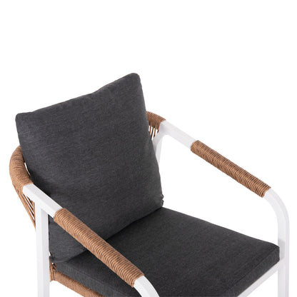 Armchair Maerly Hm6051.01 White Aluminum-anthracite Cushions-p.e.rattan In Light Brown 55,5x62,5x85hcm.