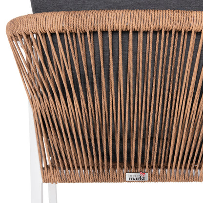 Armchair Maerly Hm6051.01 White Aluminum-anthracite Cushions-p.e.rattan In Light Brown 55,5x62,5x85hcm.