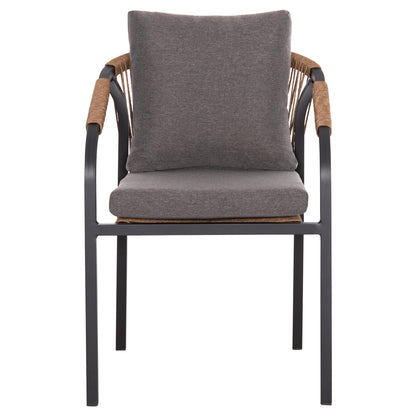 Armchair Maerly Hm6051.13 Anthracite Aluminum And Cushions-p.e.rattan In Light Brown 57x60x84hcm.