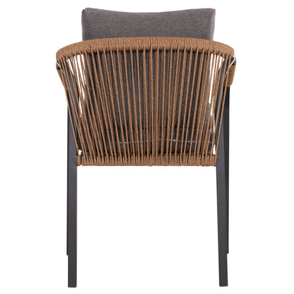 Armchair Maerly Hm6051.13 Anthracite Aluminum And Cushions-p.e.rattan In Light Brown 57x60x84hcm.