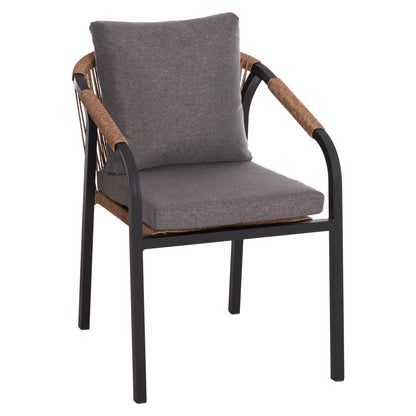 Armchair Maerly Hm6051.13 Anthracite Aluminum And Cushions-p.e.rattan In Light Brown 57x60x84hcm.
