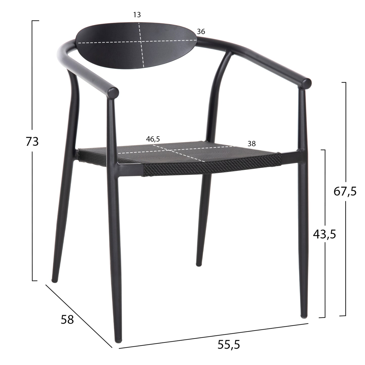 Armchair Serly Hm6052.02 Black Aluminum-black Textilene 56x61x74,5hcm.
