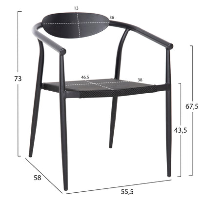 Armchair Serly Hm6052.02 Black Aluminum-black Textilene 56x61x74,5hcm.