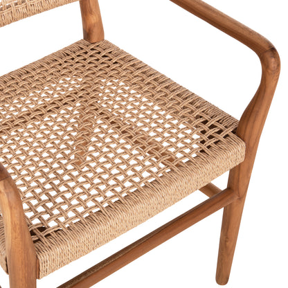 Dining Armchair Rosco Hm6132 Teak Wood In Natural-viro Rope In Beige 56x54,5x78hcm.