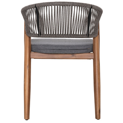 Outdoor Dining Chair Navan Hm6135.01 Acacia Wood In Natural-nylon Rope In Grey 59x58x76hcm.