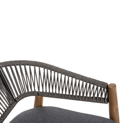 Outdoor Dining Chair Navan Hm6135.01 Acacia Wood In Natural-nylon Rope In Grey 59x58x76hcm.