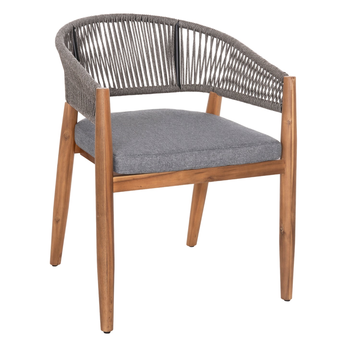Outdoor Dining Chair Navan Hm6135.01 Acacia Wood In Natural-nylon Rope In Grey 59x58x76hcm.