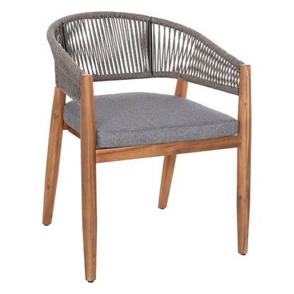 Outdoor Dining Chair Navan Hm6135.01 Acacia Wood In Natural-nylon Rope In Grey 59x58x76hcm.
