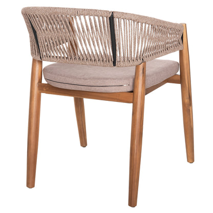 Outdoor Dining Chair Navan Hm6135.02 Acacia Wood In Natural-nylon Rope In Beige 59x58x76hcm.