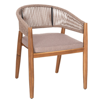 Outdoor Dining Chair Navan Hm6135.02 Acacia Wood In Natural-nylon Rope In Beige 59x58x76hcm.