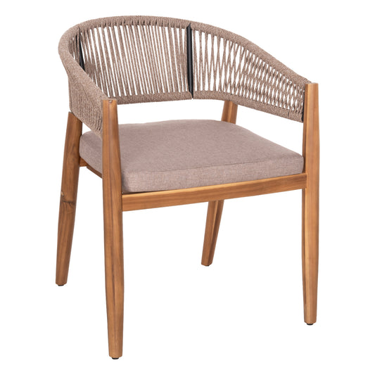Outdoor Dining Chair Navan Hm6135.02 Acacia Wood In Natural-nylon Rope In Beige 59x58x76hcm.