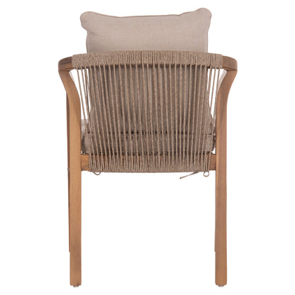 Outdoor Dining Chair Contrel Hm6244.01 Acacia Wood In Natural-rope & Cushions In Beige 58x60x74h