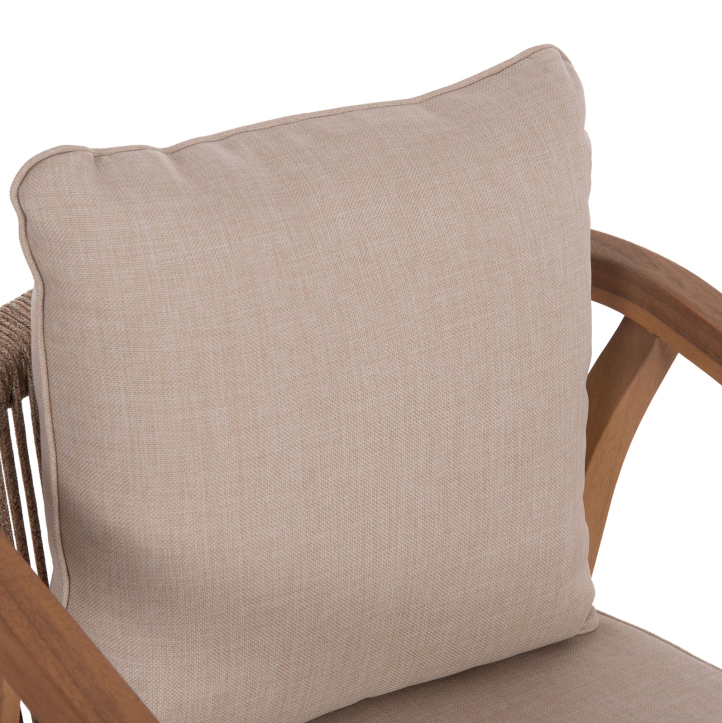 Outdoor Dining Chair Contrel Hm6244.01 Acacia Wood In Natural-rope & Cushions In Beige 58x60x74h