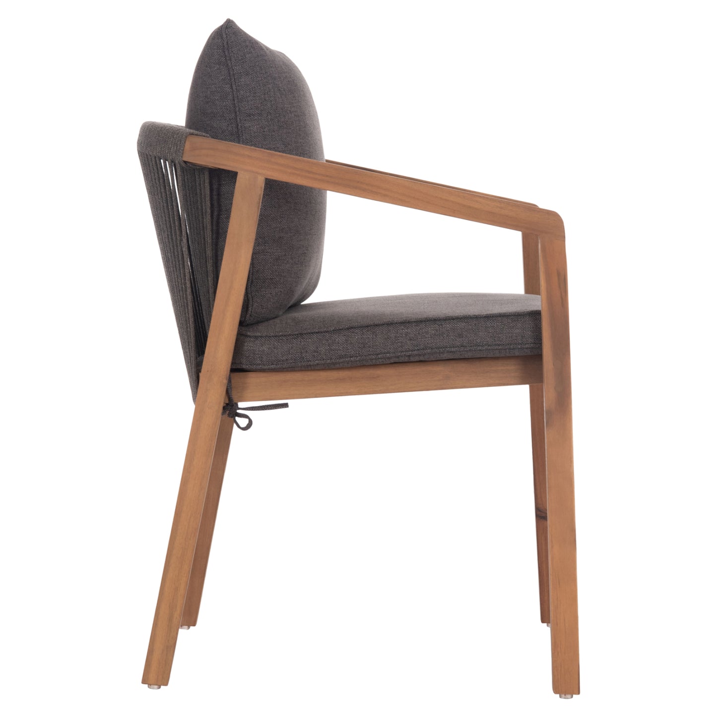 Outdoor Dining Chair Contrel Hm6244.02 Acacia Wood In Natural-rope & Cushions In Grey 58x60x74hcm.