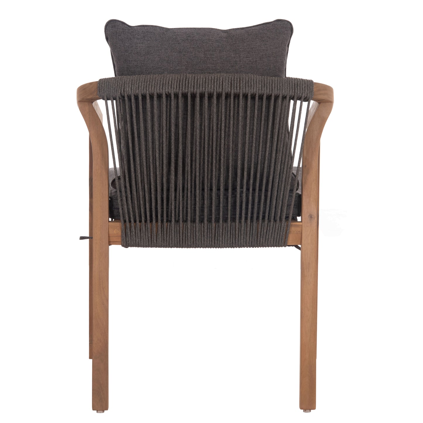 Outdoor Dining Chair Contrel Hm6244.02 Acacia Wood In Natural-rope & Cushions In Grey 58x60x74hcm.