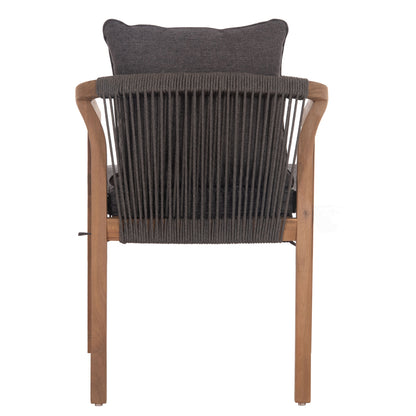 Outdoor Dining Chair Contrel Hm6244.02 Acacia Wood In Natural-rope & Cushions In Grey 58x60x74hcm.