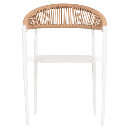 Outdoor Dining Chair Berg Hm6284.01 Aluminum & Textilene In White--p.e.twisted Rattan 55x56x79hcm.